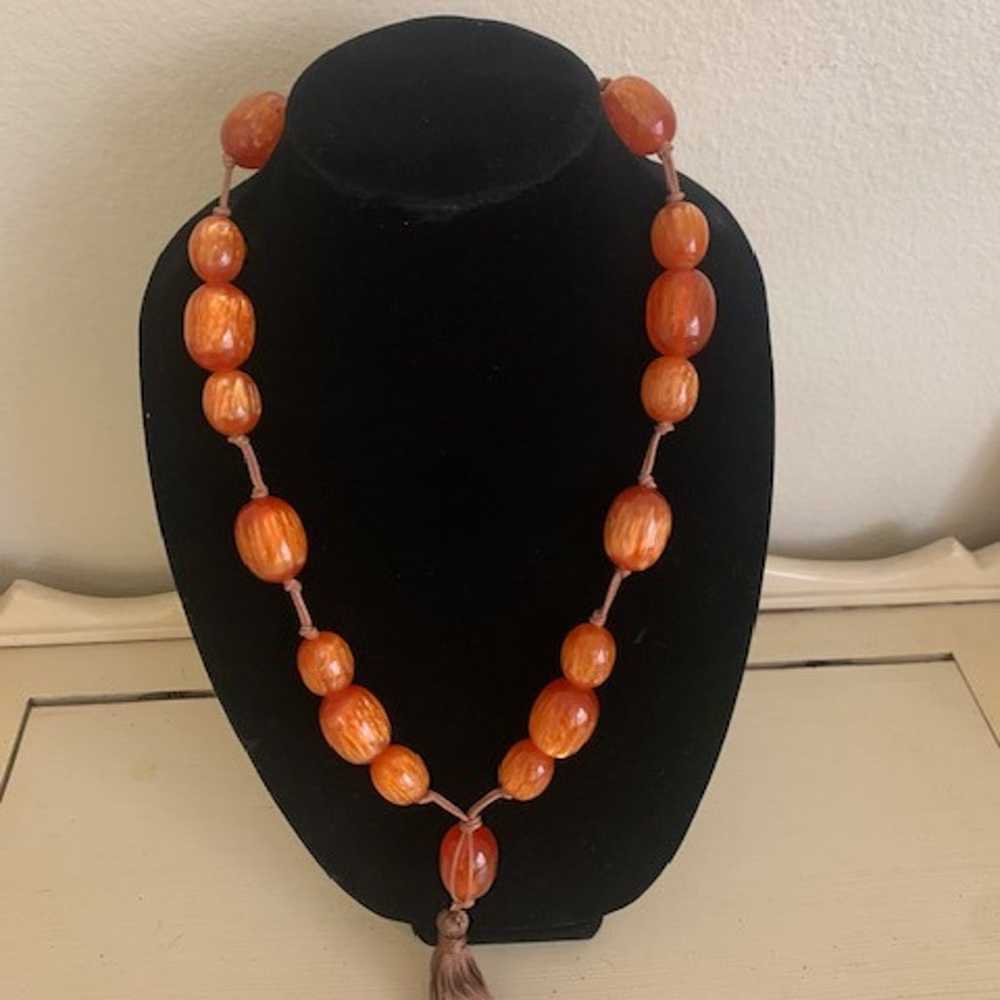 vintage graziano Carnelian beads necklace - image 1