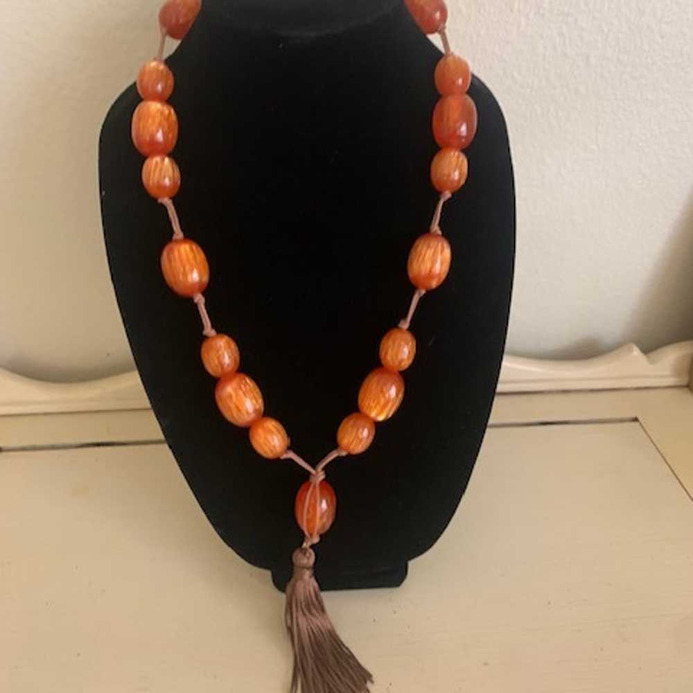 vintage graziano Carnelian beads necklace - image 2