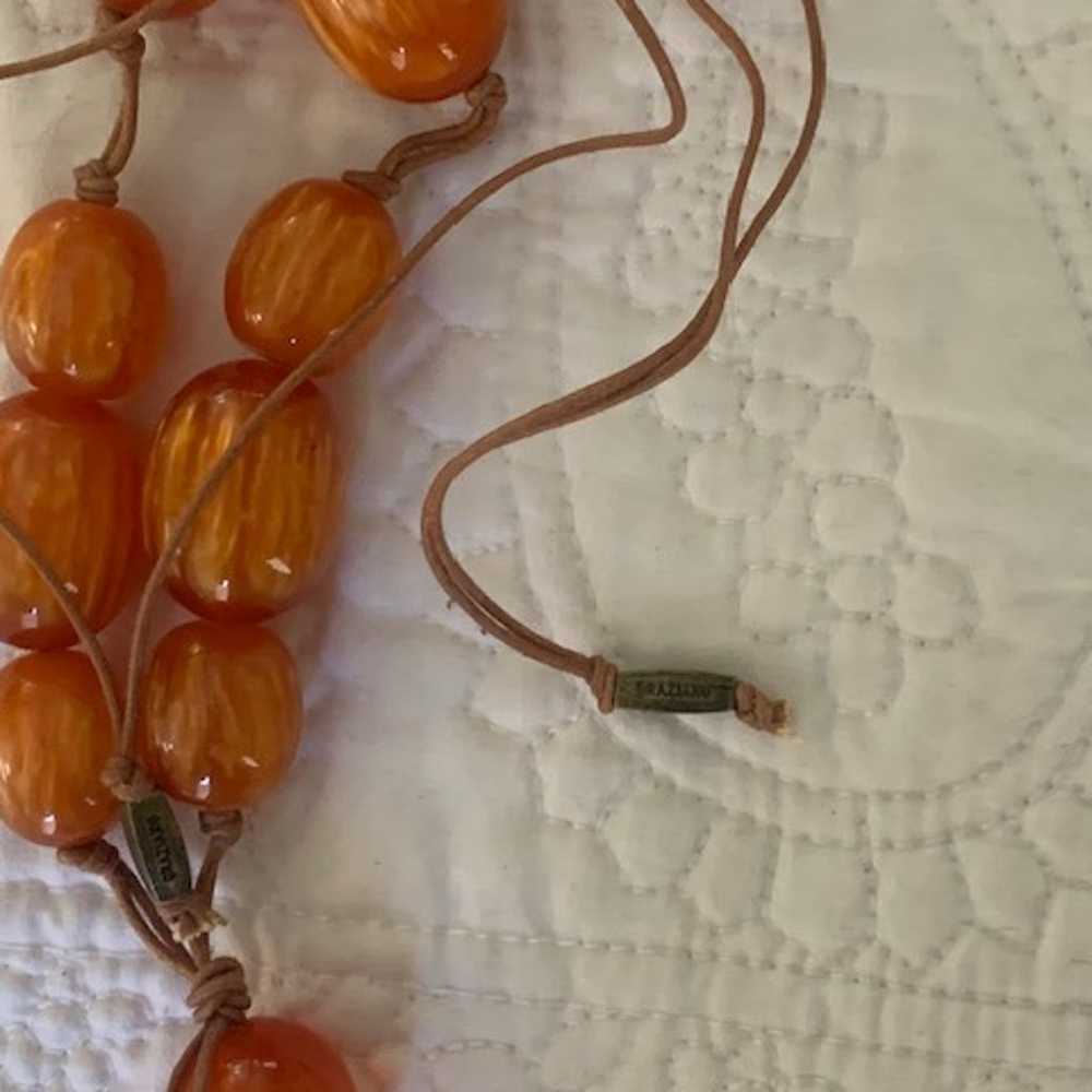 vintage graziano Carnelian beads necklace - image 3