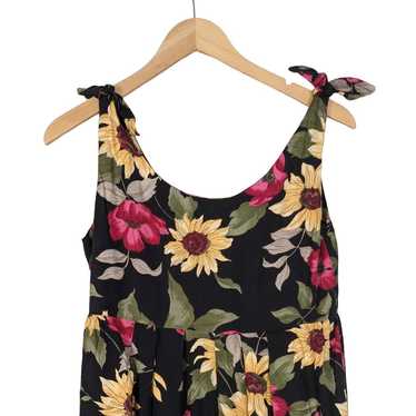 Vintage Babydoll Midi Dress 90s Sunflower Floral … - image 1