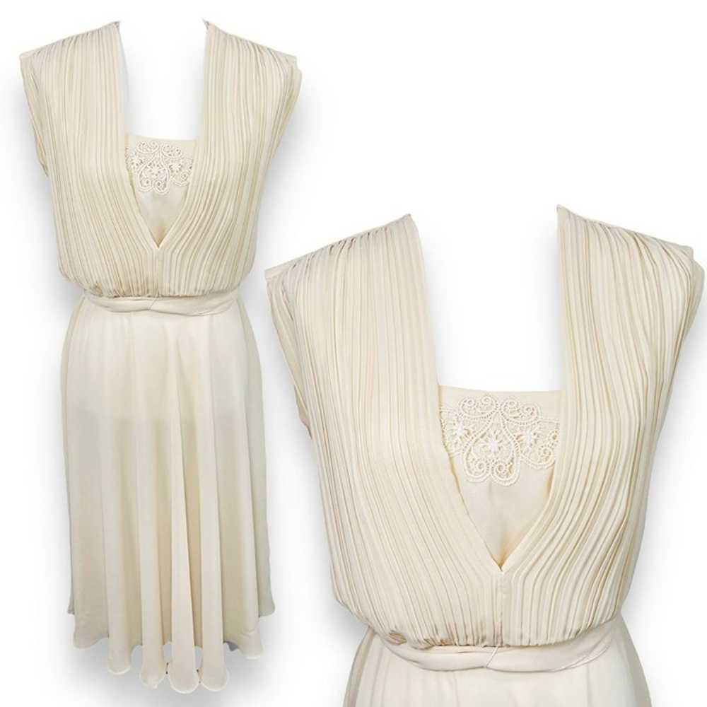 Vintage Algo 80s does 30s Womens Ivory Classic Pl… - image 1