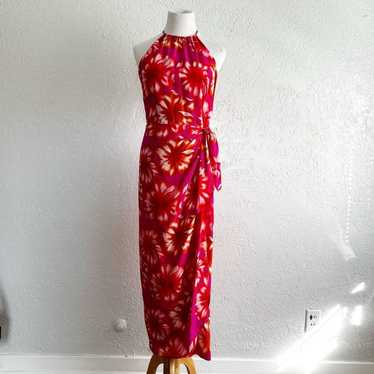 Vintage August Hale 90’s floral sarong silk maxi … - image 1