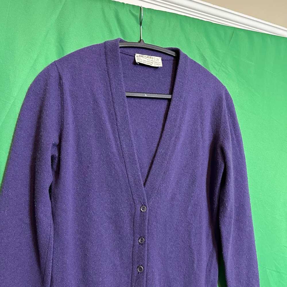JAEGER purple cardigan cashmere made in England v… - image 2