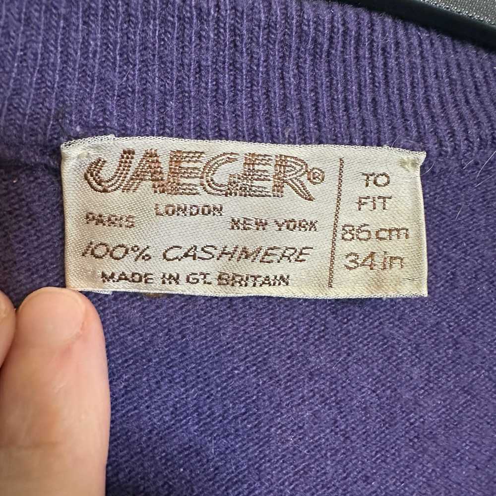 JAEGER purple cardigan cashmere made in England v… - image 7