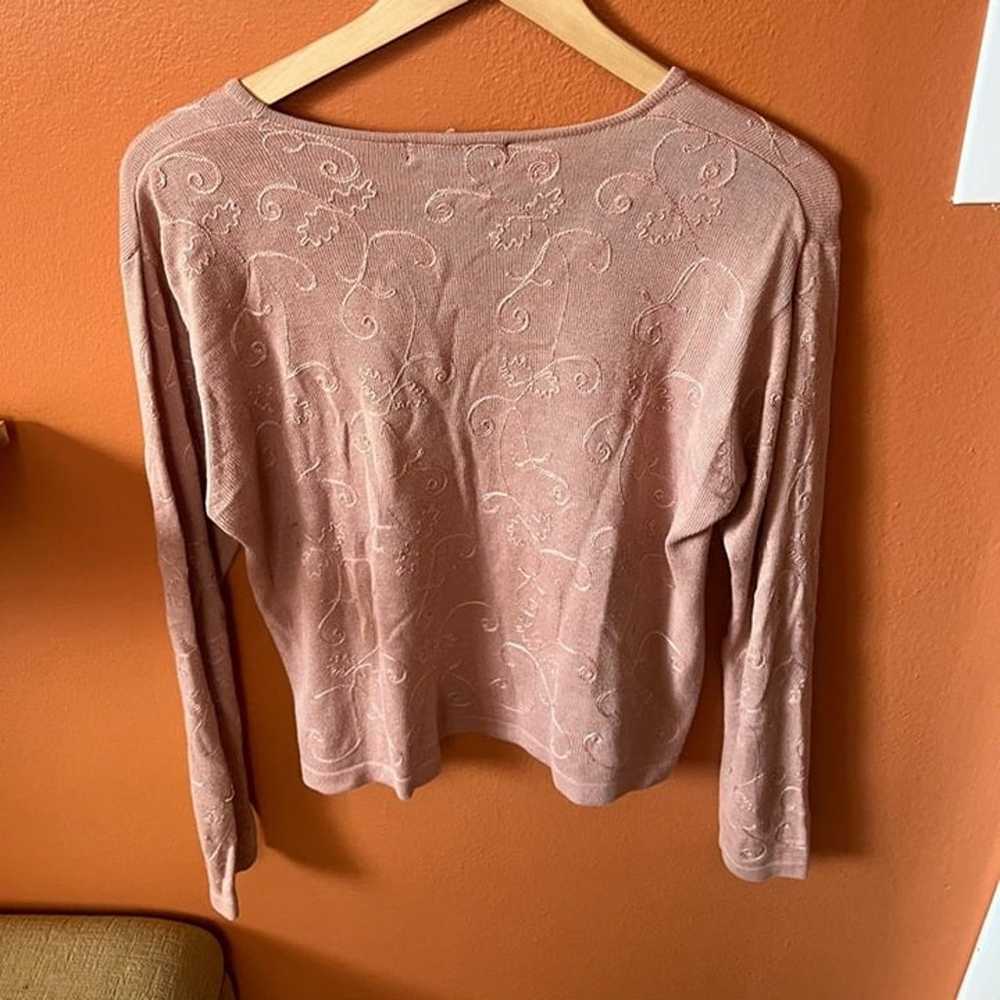 Vintage Eagles Eye Pale Pink Sweater Top Long Sle… - image 5