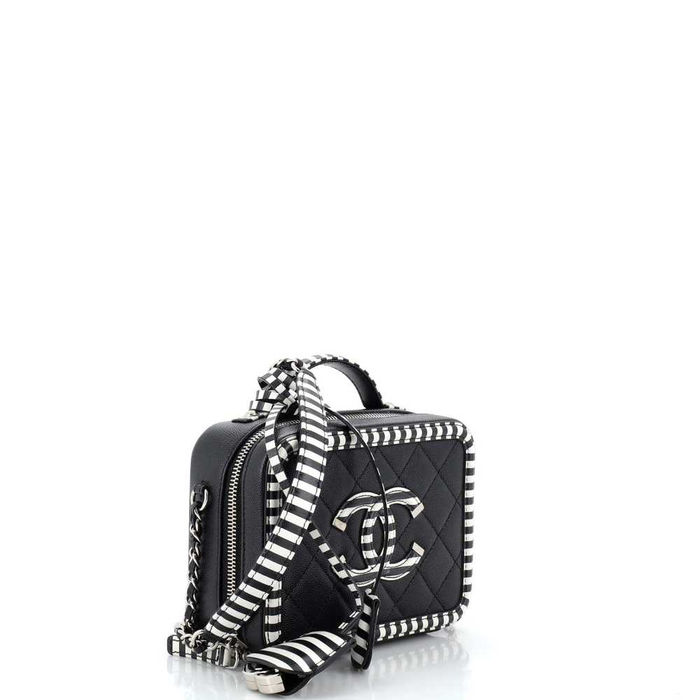 CHANEL Filigree Vanity Case Quilted Caviar with S… - image 3