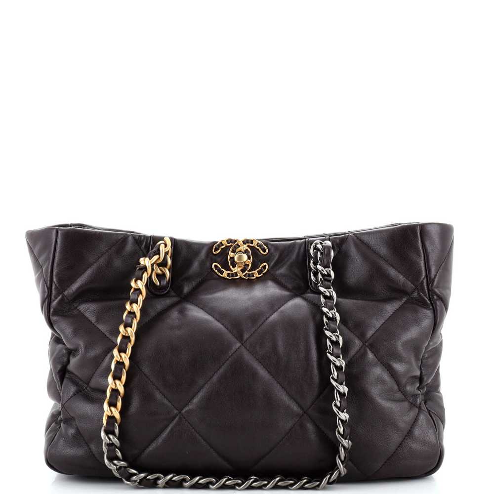 CHANEL 19 Shopping Bag Quilted Leather East West - image 1
