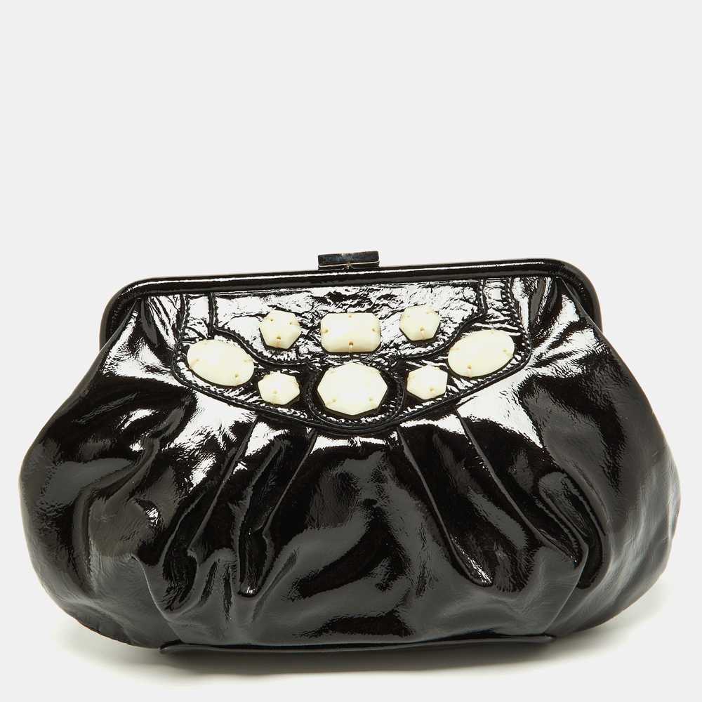MOSCHINO Black Patent Leather Clutch - image 1