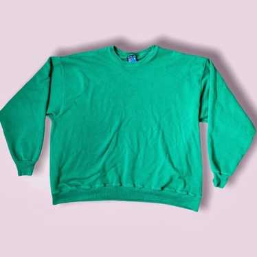 Vintage 90s Kelly Green Sweatshirt Crewneck Pullo… - image 1