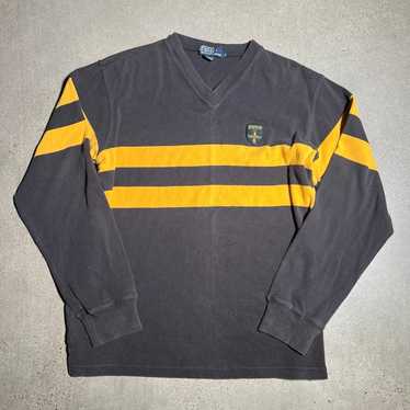 Vintage black and yellow polo sweater v neck - image 1