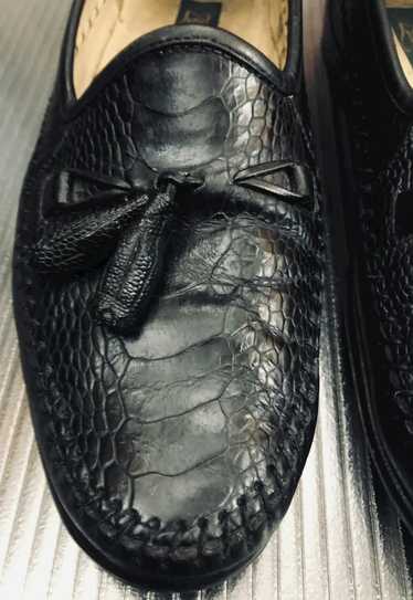 Zelli Zelli Roma black ostrich leg tasseled loafer