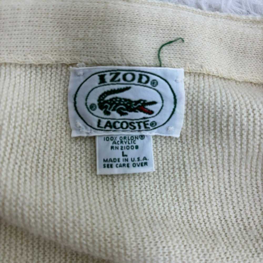 Vtg Izod Lacoste Mens L Knit Cardigan Sweater But… - image 3
