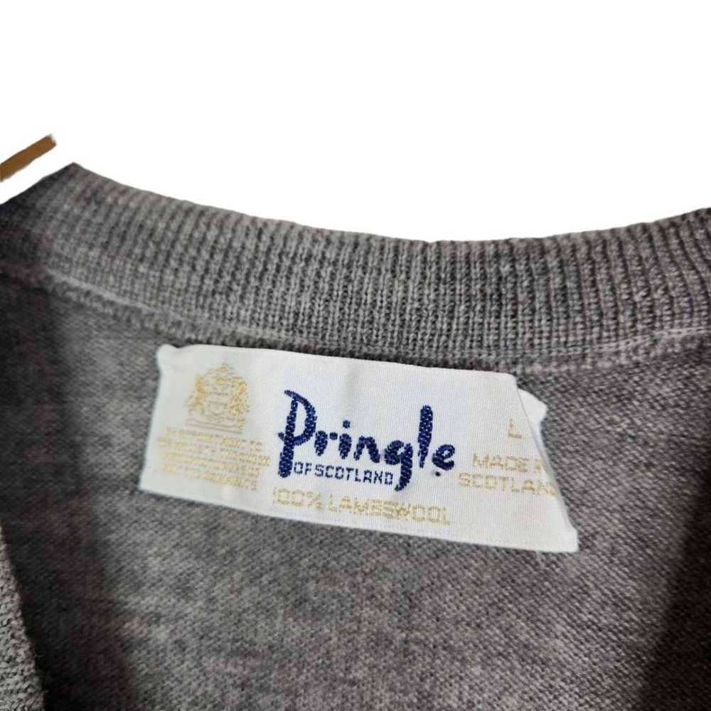 PRINGLE Sweater Mens Large Gray Lambswool Vest Sc… - image 6