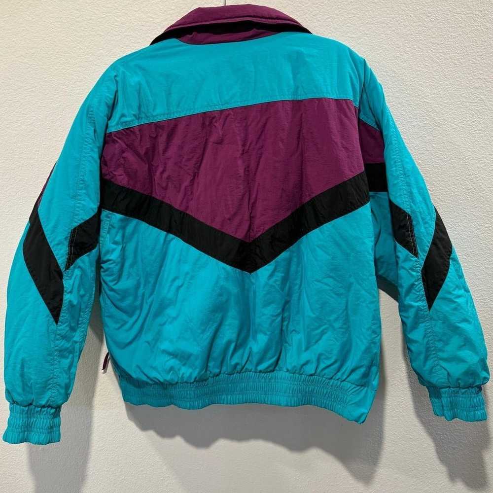 Vintage 90s Alpine Ski Jacket Retro - Teal Purple… - image 2