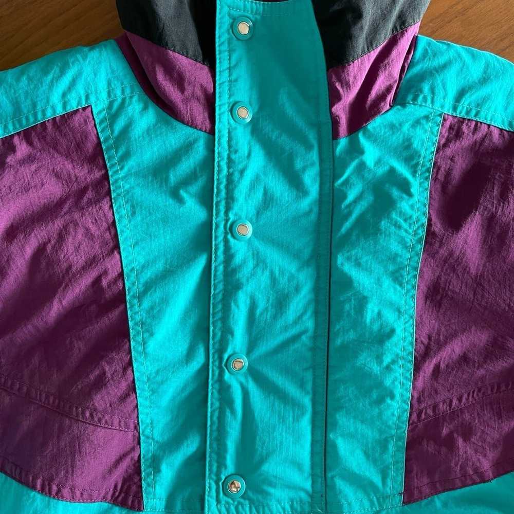 Vintage 90s Alpine Ski Jacket Retro - Teal Purple… - image 4
