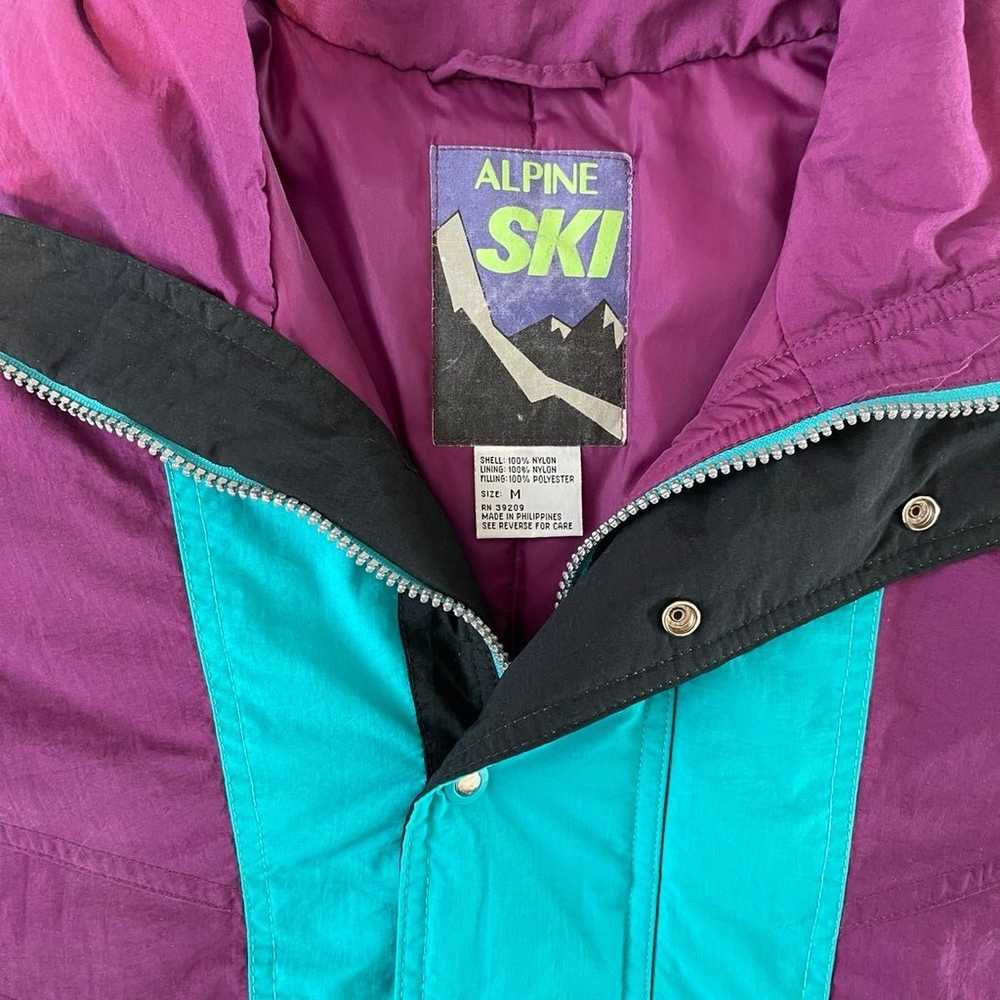 Vintage 90s Alpine Ski Jacket Retro - Teal Purple… - image 5