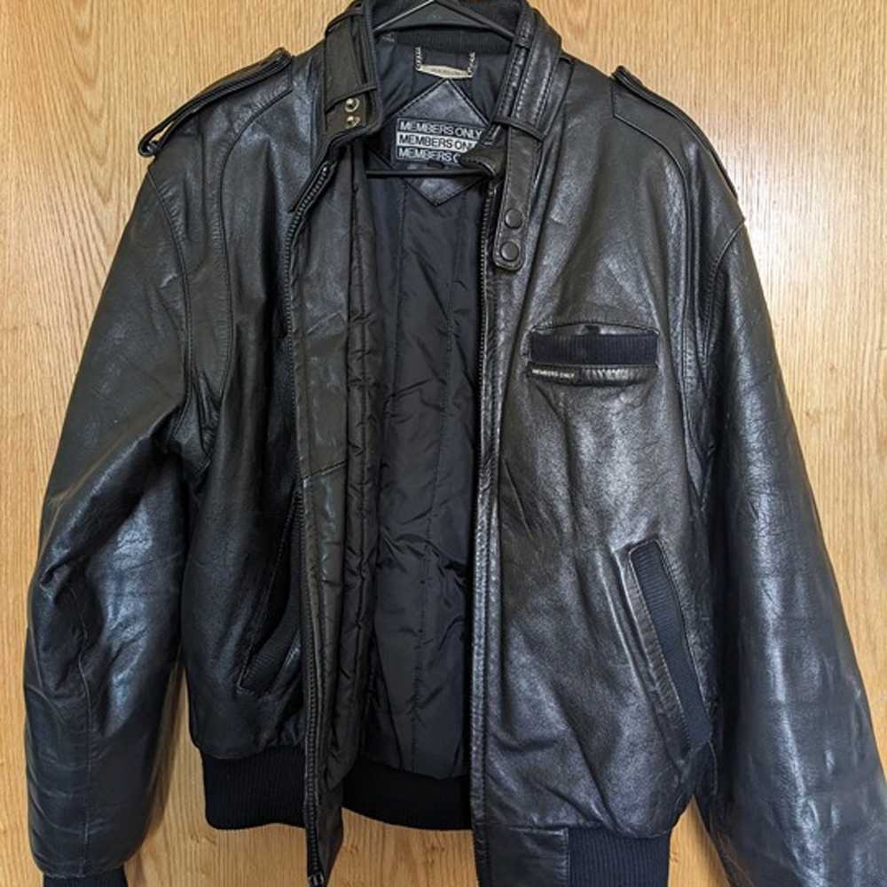 1980s Black Vintage Members Only Genuine Leather … - image 9