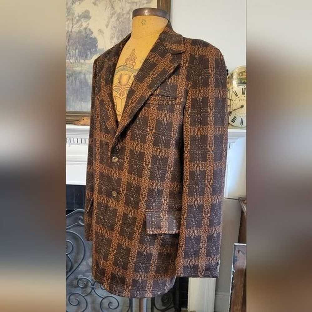Men's Funky 60s/70s Two Tone Brown Patterned Vint… - image 2