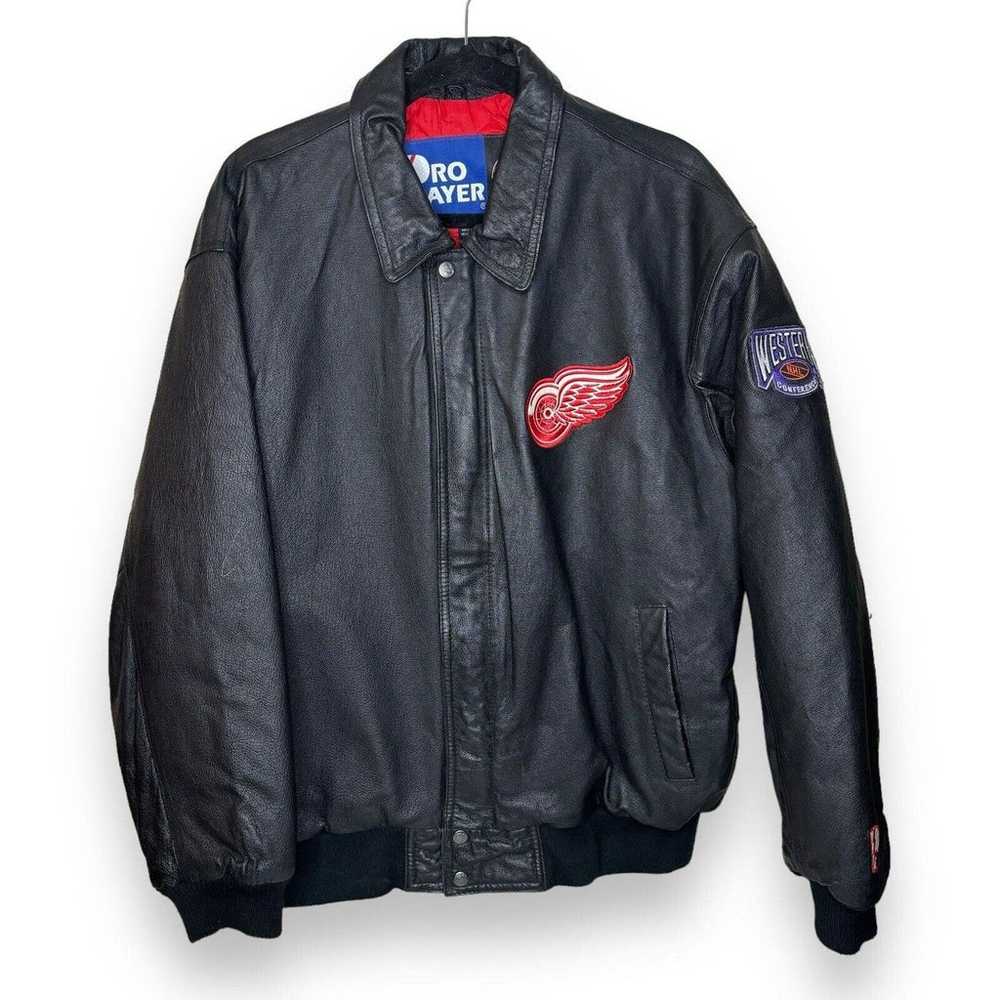 VTG Pro Player Men’s Red Wings Leather Jacket Coa… - image 1