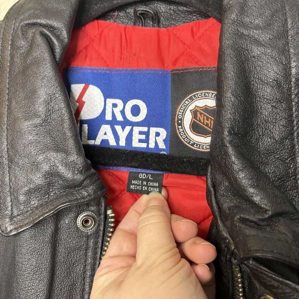 VTG Pro Player Men’s Red Wings Leather Jacket Coa… - image 7