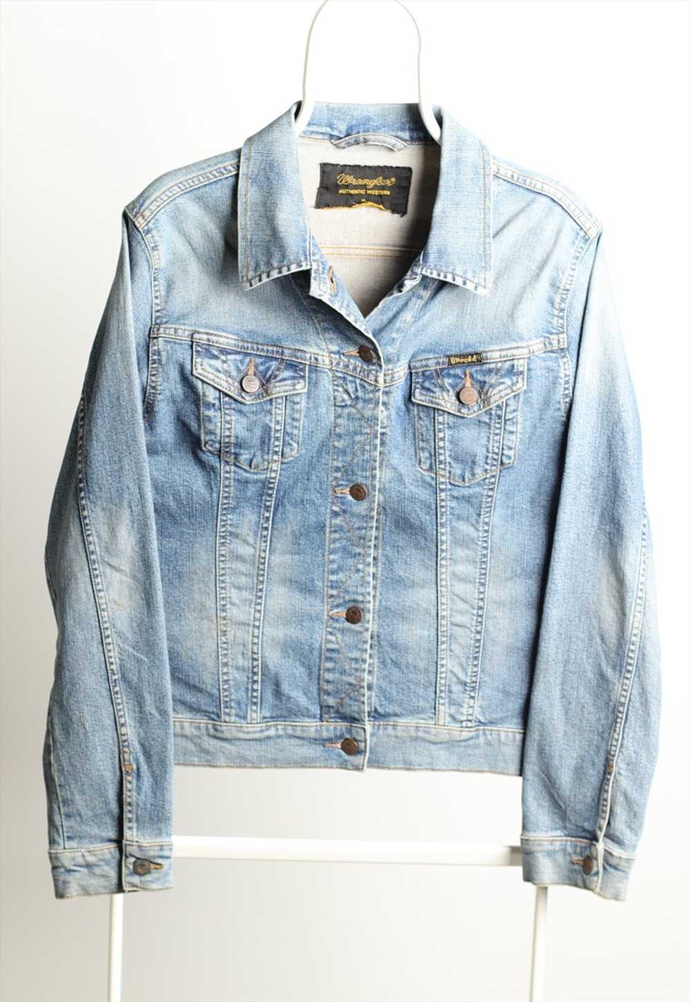 Vintage Wrangler Denim Unisex Jacket Washed Blue … - image 1