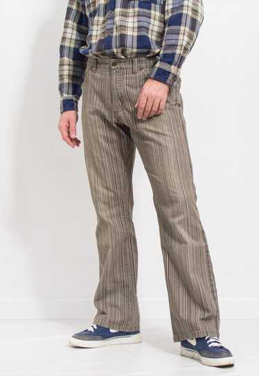 Camel vintage Y2K jeans bootcut striped denim men… - image 1