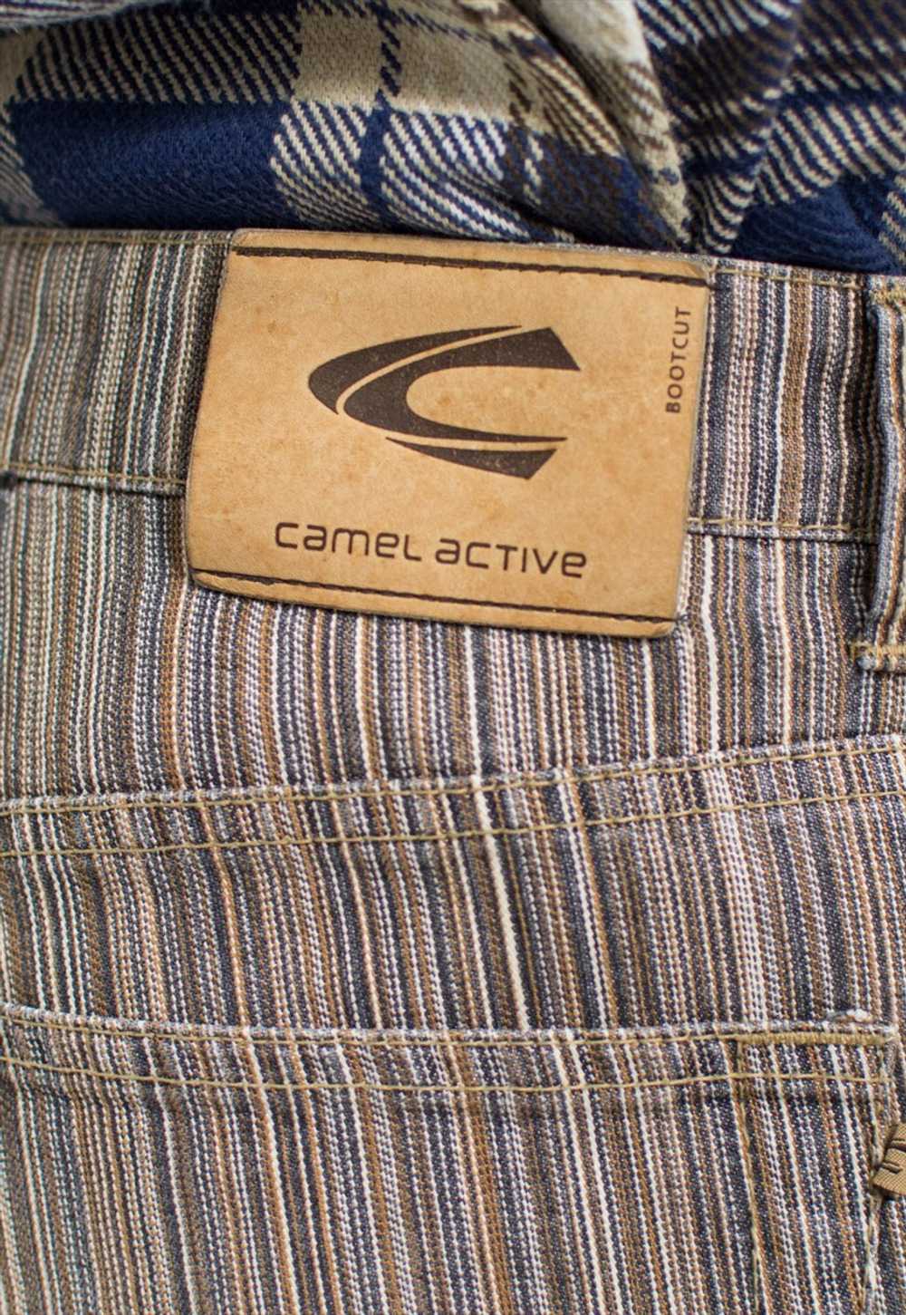 Camel vintage Y2K jeans bootcut striped denim men… - image 4