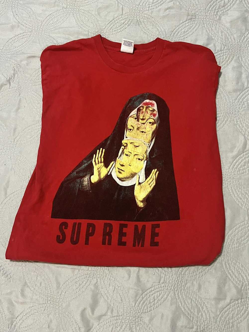 Supreme Supreme Nun Red Long Sleeve Shirt - image 1