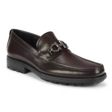 Ferragamo - David Black Leather Bit Lug Sole Loafer