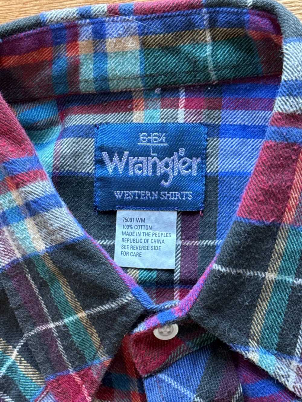 Vintage × Wrangler Flannel Western Pearl Snap but… - image 3