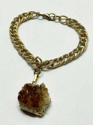 Vintage Vintage citrine stone chunk charm bracelet - image 1