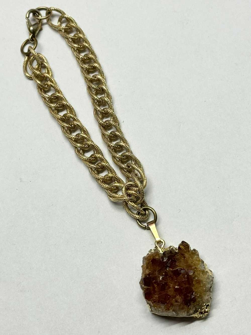 Vintage Vintage citrine stone chunk charm bracelet - image 2