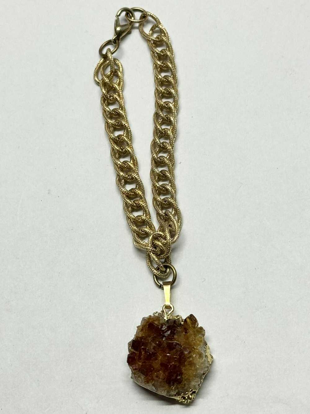 Vintage Vintage citrine stone chunk charm bracelet - image 4