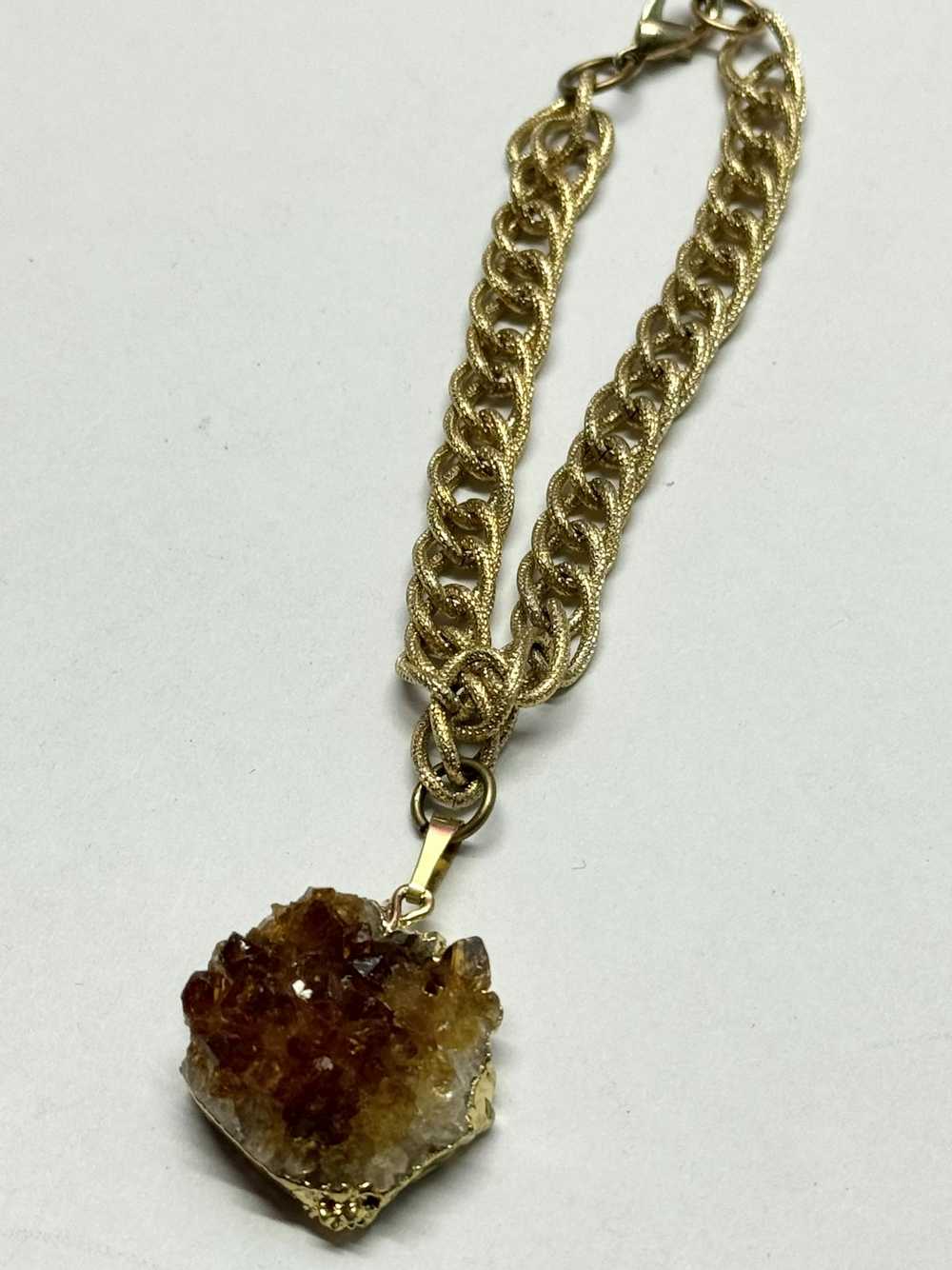 Vintage Vintage citrine stone chunk charm bracelet - image 5