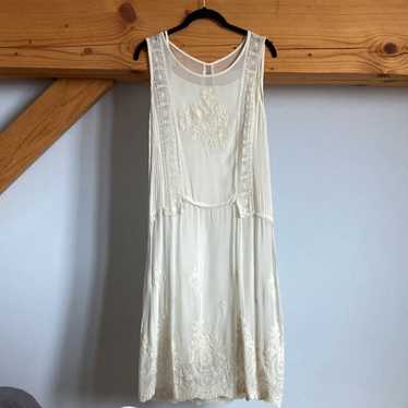 Cream embroidered flapper dress
