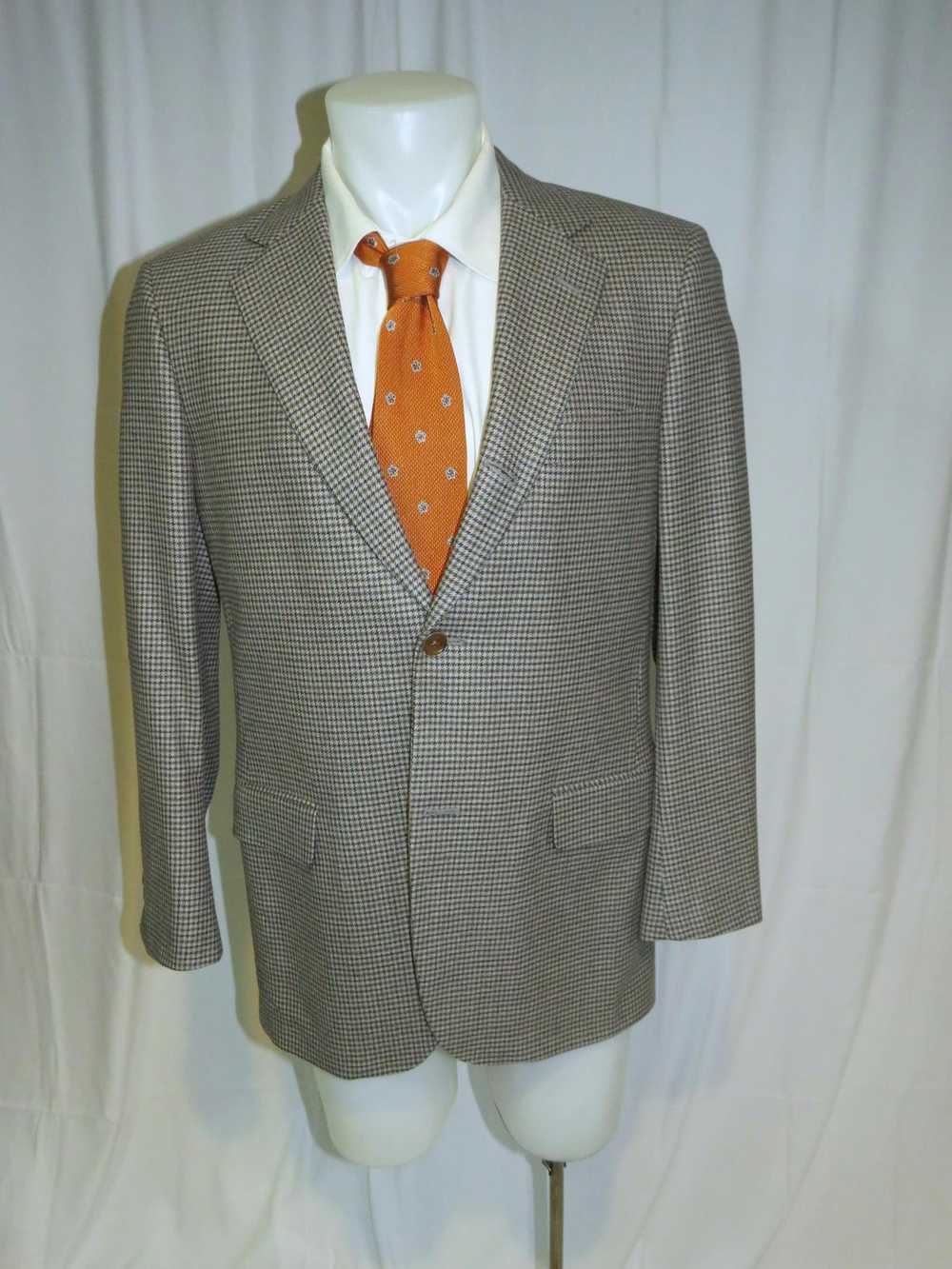 Brooks Brothers Saxxon Brown Taupe Houndstooth Th… - image 1