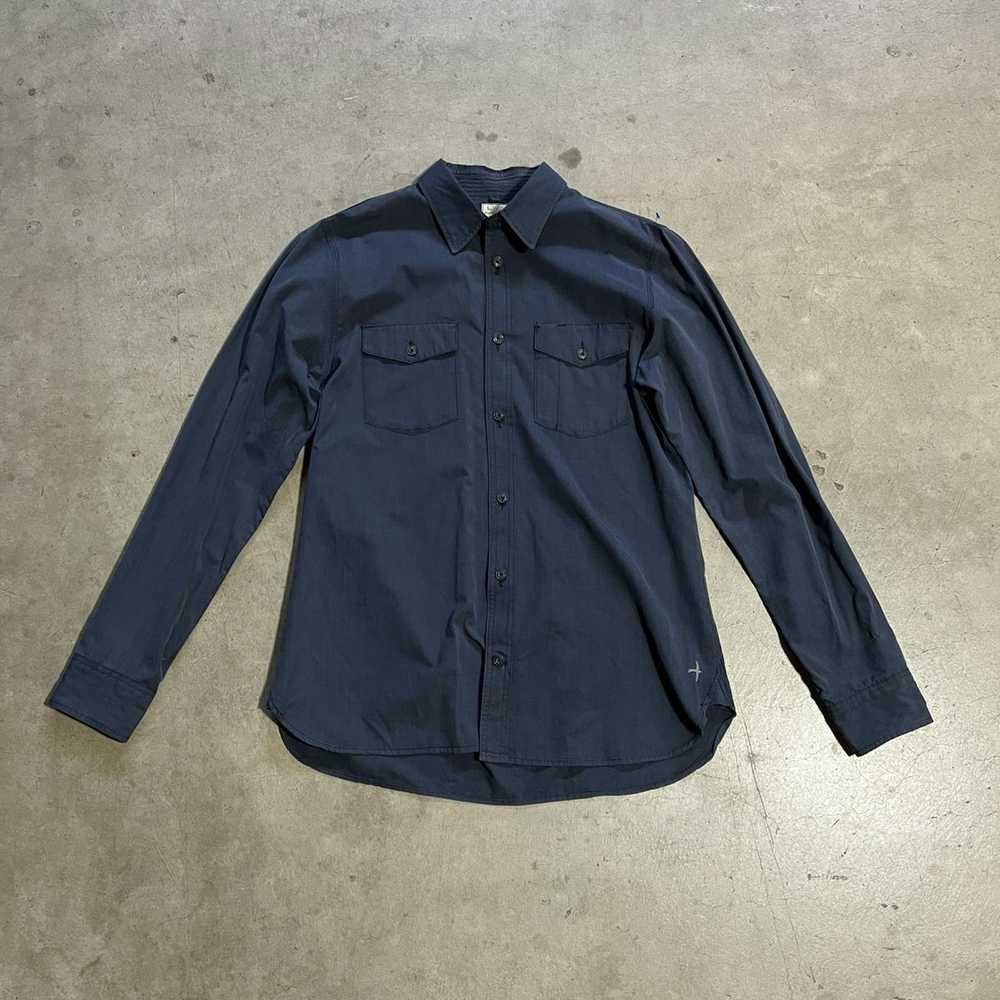 Relwen Button Up Cotton Collared Shirt Blue - image 1