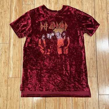 Blank Red Crushed Velvet Def Leppard Shirt retro … - image 1