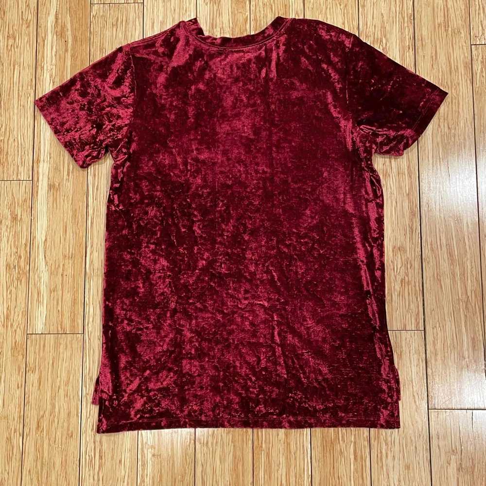 Blank Red Crushed Velvet Def Leppard Shirt retro … - image 3