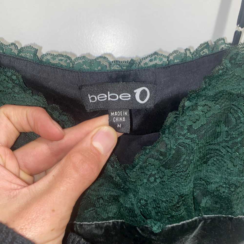 Bebe Bebe Women's Black/Green Top Blouse Size Med… - image 4