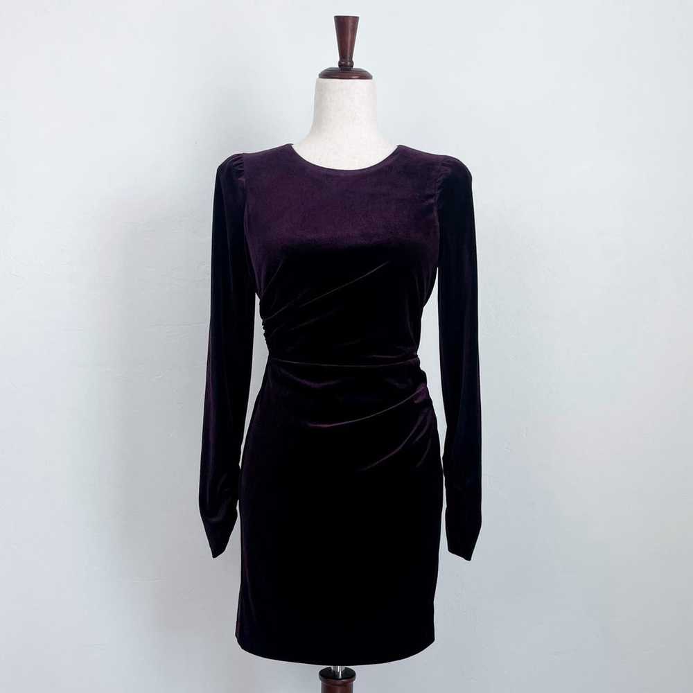 Calvin Klein Purple Stretch Velvet Ruched Long Sl… - image 1