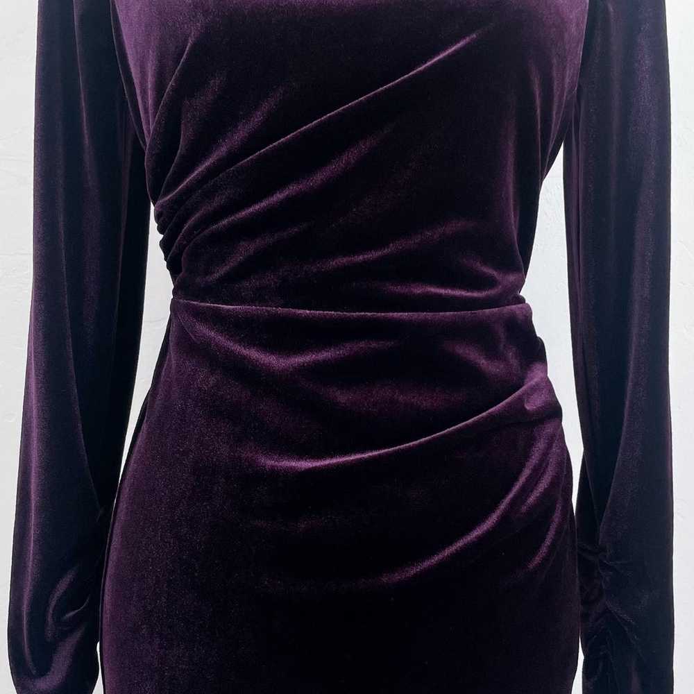 Calvin Klein Purple Stretch Velvet Ruched Long Sl… - image 4