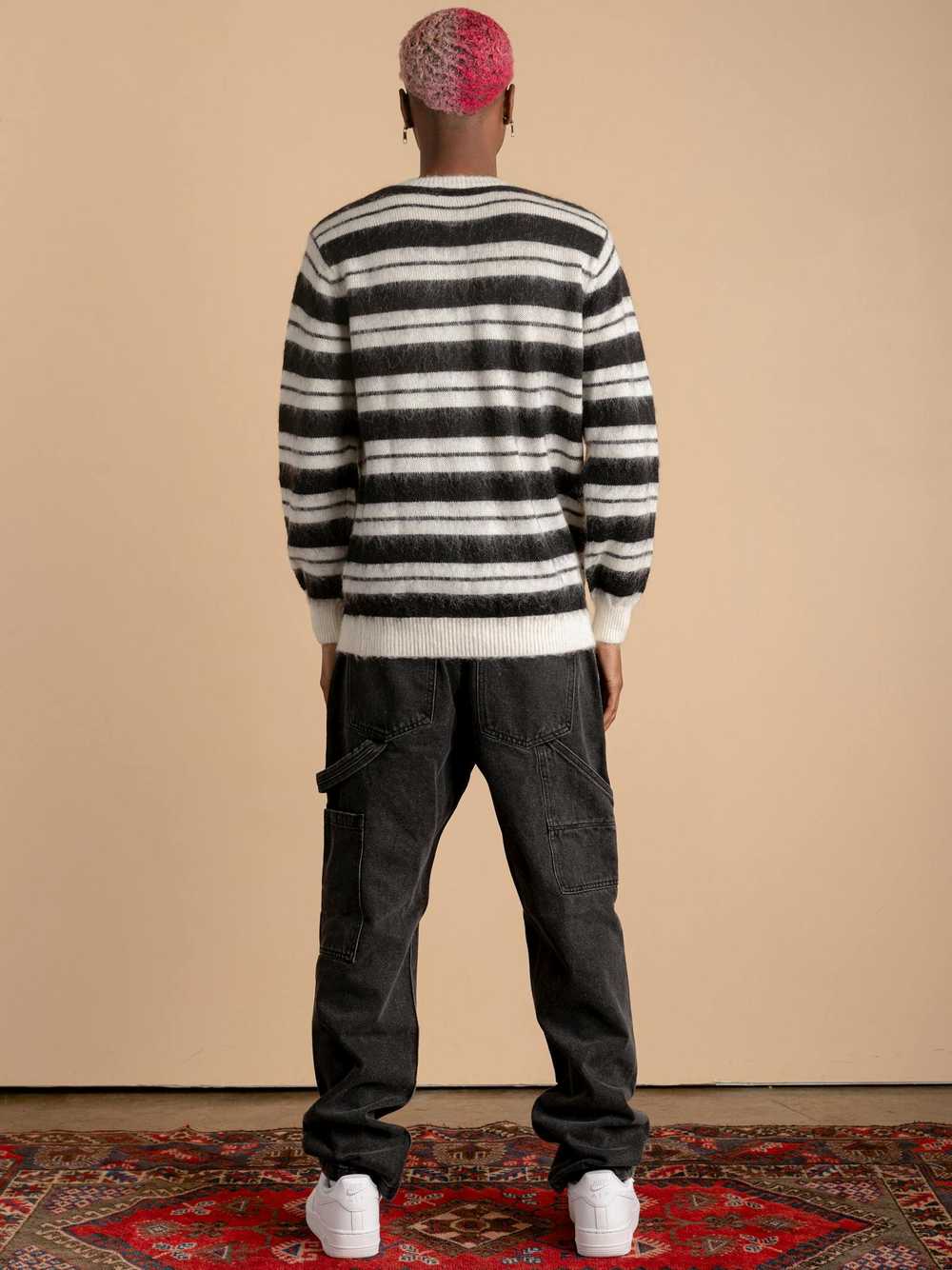 Streetwear × Vintage Striped Mohair Sweater Black… - image 4