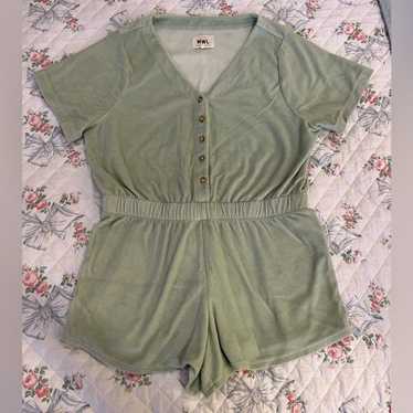 Madewell Retroterry Baseball Romper size Large Gr… - image 1