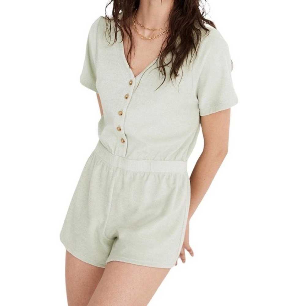 Madewell Retroterry Baseball Romper size Large Gr… - image 8