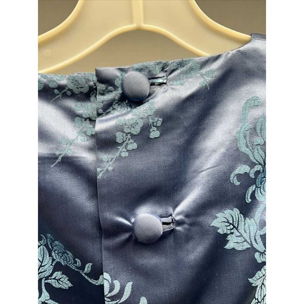 Vintage 60s Sheath Cocktail Dress Small Blue Broc… - image 8