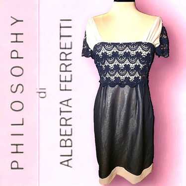 PHILOSOPHY DI ALBERTA FERRETTI LADIES NAVY BLUE LACE DRESS SZ (2) 2024 EUC E-44