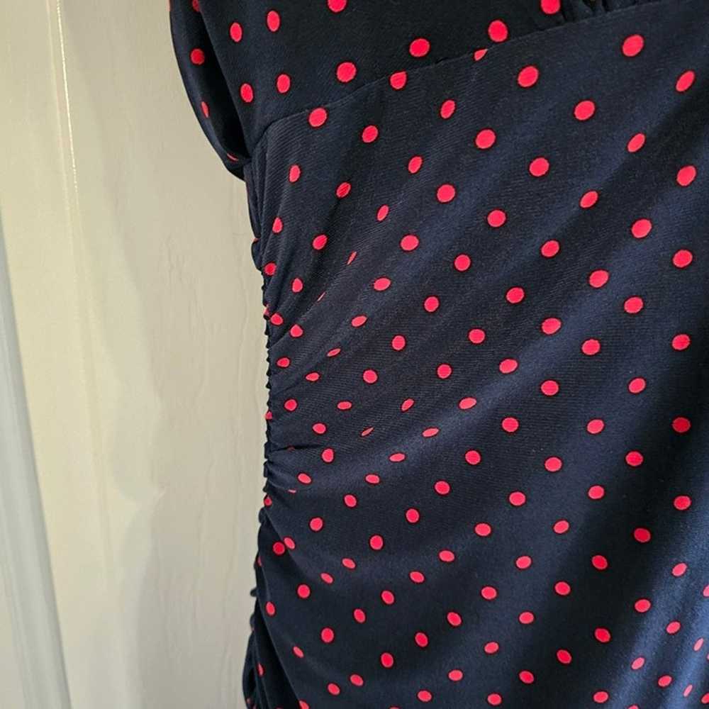 Kasper Women's Size 12 Navy Blue and Red Polka Do… - image 3