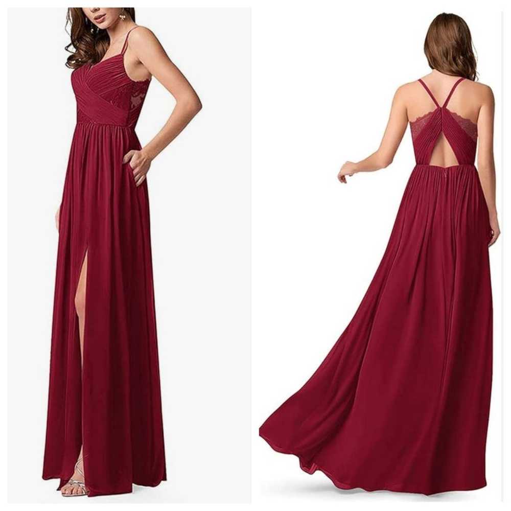 Azazie Red Long Gown Prom Bridesmaid Dress with S… - image 1