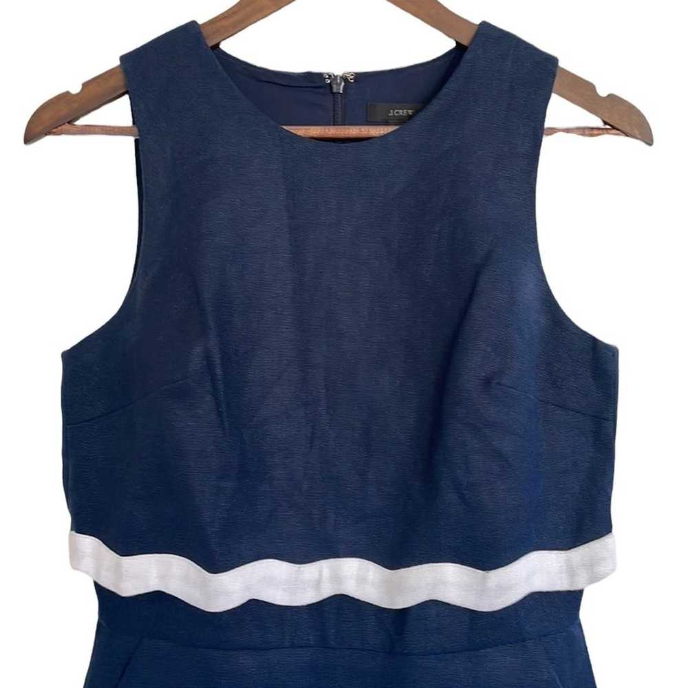 J. Crew Navy White Scalloped Linen Going Places D… - image 3